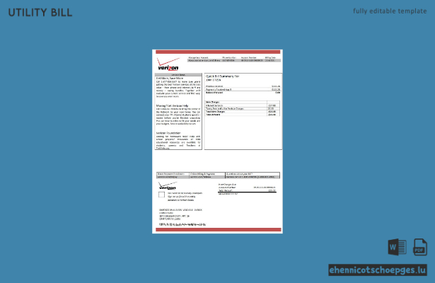 USA Verizon-Stromrechnung – Beispieltext (Vorschau)
